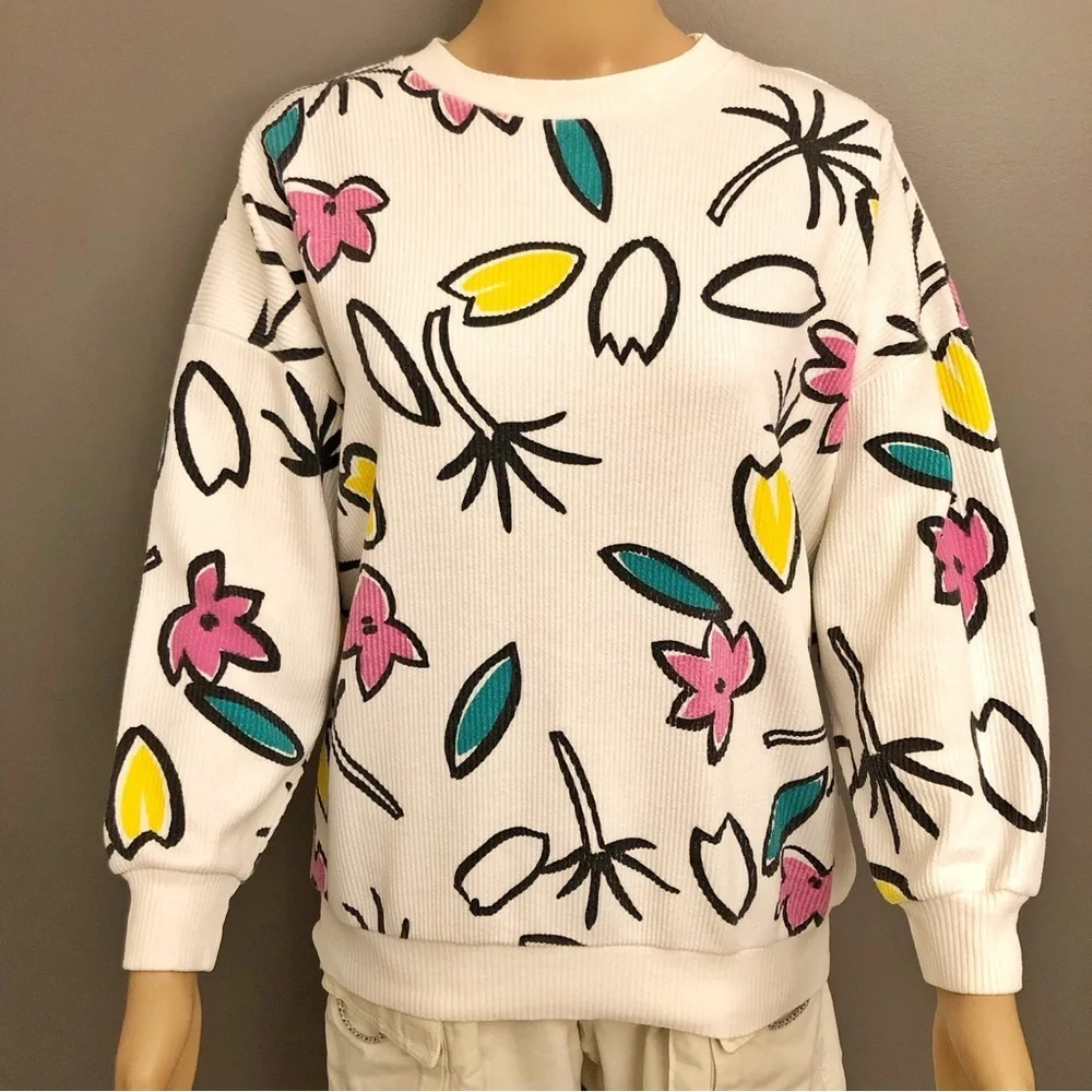 Vintage Oversized Multicolored Artsy Colorful Pattern Sweatshirt Sweater Jumper. - Picture 3 of 16
